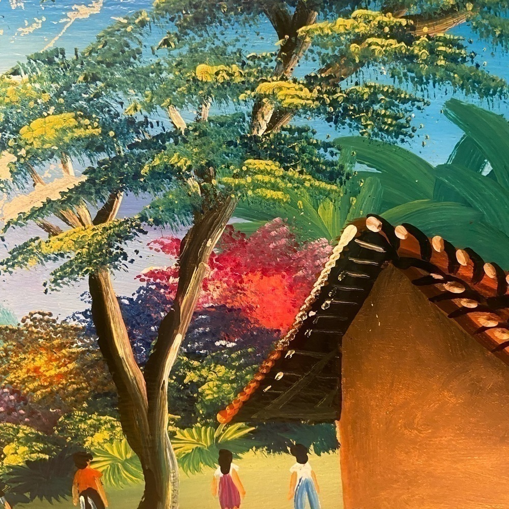 Vintage painting of a sunset near the water in Nicaragua signed by artist - Picture 5 of 11
